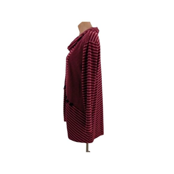 Yushi Womens Pink Purple Striped Tunic Size M Cowl Asymmetrical Button Trim - Picture 3 of 7